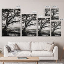 Tree Silhouette, Black White Art, Canvas Print, Dramatic Landscape, Coastal Wall Art, Nature Scene, Monochrome Decor, Minimalist Art