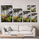 Palm Trees, Beach House, Tropical Sunset, Framed Canvas Print, Coastal Wall Art, Boho Art, Bedroom Wall Art, Vacation Vibes