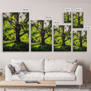 Majestic Tree, Forest Green, Nature Inspired, Framed Canvas Print, Botanical Wall Art, Office Wall Decor, Boho Landscape