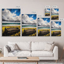 Ocean Bench, Coastal Landscape Art, Beach House Wall Decor, Relaxing Seaside Scene, Serene Water View, Framed Canvas Print