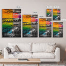 Vibrant Sunset, Colorful Landscape, Bold Abstract Art, Nature Inspired, Modern Painting, Framed Canvas Print, Living Room Wall Decor