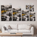 Mountain Path, Black and White Landscape, Dramatic Nature Painting, Wilderness Wall Art, Framed Canvas Print, Rustic Lodge or Office Decor