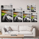 Driftwood Shore, Ocean Beach Wall Art, Modern Coastal Decor, Nature Seascape Print, Tranquil Waves, Framed Canvas Print