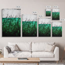 Abstract Grassland, Green Nature Art, Minimalist Botanical Wall Decor, Earthy Modern Print, Framed Canvas Print, Living Room Wall Art
