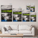 Abstract Landscape, Black White Green, Modern Painting, Framed Canvas Print, Living Room Decor, Minimalist Art, Contemporary Style