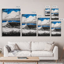 Ocean Wave Painting, Blue Seascape, Modern Coastal Art, Surfing Gift, Large Canvas Print, Beach House Decor, Living Room Wall Art