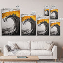 Giant Ocean Wave, Surfer Wall Art, Black and White Beach Print, Coastal Aesthetic, Framed Canvas Print, Ocean Lover Gift, Large Wall Art