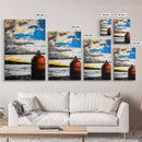 Nautical Buoy Art, Coastal Wall Print, Maritime Home Decor, Rustic Beach House Art, Ocean Themed Artwork, Living Room Framed Canvas Print
