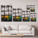 Abstract Windows, Modern Wall Art, Black and White Geometric Print, Industrial Home Decor, Framed Canvas Print, Contemporary Office Art