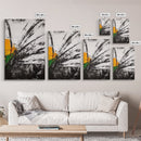 Abstract Grass, Modern Wall Art, Minimalist Home Decor, Framed Canvas Print, Black White Gold, Contemporary Artwork, Bold Design