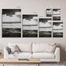 Stormy Beach, Coastal Wall Art, Black White Ocean, Framed Canvas Print, Dramatic Seascape, Nautical Home Decor, Modern Minimalist