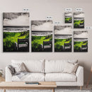 Beach View, Green Grass Landscape, Peaceful Coastal Decor, Seaside Retreat Art, Contemporary Wall Art, Framed Canvas Print