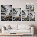 Bonfire on Beach, Coastal Sunset, Framed Canvas Print, Fall Wall Art, Warm Glow Art, Ocean Inspired Decor, Rustic Firelight, Home Accent