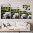 Abstract Art, Green and Black Print, Bold Nature Inspired Decor, Contemporary Wall Art, Modern Home Aesthetic, Framed Canvas Print