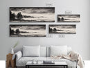 Misty Forest, Black and White Landscape, Minimalist Art, Large Wall Decor, Living Room Wall Art, Framed Canvas Print, Rustic Home Decor