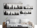 Foggy Pines, Black and White Nature Art, Minimalist Forest Print, Modern Wall Decor, Living Room Wall Art, Framed Canvas Print, Rustic Home Decor