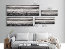 Black and White, Pebble Beach, Monochrome Ocean Art, Coastal Canvas Print, Minimalist Wall Art, Living Room Decor, Framed Canvas Print