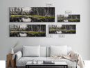 Misty Forest, Mountain Reflections, Black and White Nature Art, Framed Canvas Print, Living Room Decor, Wilderness Wall Art, Scenic Landscape