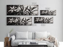 Monochrome Floral, Black and White Flowers, Botanical Wall Art, Minimalist Decor, Framed Canvas Print, Bedroom Art, Modern Aesthetic, Elegant Art