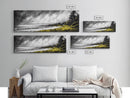 Stormy Coast, Dramatic Sky, Seaside Serenity, Framed Canvas Print, Black and White Art, Large Wall Decor, Living Room Statement