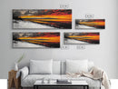 Snowy Shore, Golden Glow, Winter Sunset, Framed Canvas Print, Lake House Art, Dramatic Skies, Rustic Home Decor, Cabin Wall Art