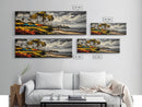 Tropical Beach, Palm Trees Art, Coastal Canvas Decor, Vibrant Ocean Art, Colorful Landscape, Living Room Wall Art, Framed Canvas Print