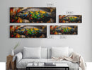 Colorful Fish, Rustic Wood, Vibrant Art, Wildlife Painting, Framed Canvas Print, Nature Wall Art, Fishing Cabin Decor, Unique Gift Idea
