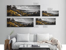 Forest Path, Autumn Vibes, Black White Yellow, Canvas Print, Rustic Landscape Art, Warm Fall Decor, Cozy Home Artwork