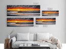 Fiery Sunset Over Ocean, Vibrant Beach Painting, Red and Yellow Sky Wall Art, Coastal Home Decor, Seascape Art, Living Room Artwork, Canvas Print