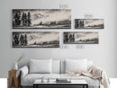 Mountain, Misty Landscape, Black and White, Forest, Framed Canvas Print, Large Wall Art, Minimalist Art, Modern Home Decor, Bedroom Wall Art