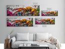 Abstract Crab Art, Coastal Marine Painting, Bold Ocean Life Wall Decor, Nautical Beach House Art, Vibrant Wildlife Print, Framed Canvas Print