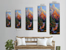 Mountain Pines, Autumn Stream, Framed Canvas Print vibrant alpine landscape painting, autumn trees and lake reflection, rustic lodge wall decor