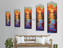 Sunset, Vibrant, Tropical, Sky - Framed Canvas Print, Colorful Beach Wall Art, Bold Living Room Decor, Coastal Sunset Summer Vibes Painting