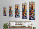 Cliff, Ocean, Wildflowers, Waves, Framed Canvas Print, Coastal nature wall art, vibrant landscape decor, colorful living room painting
