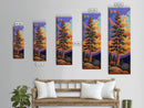 Tree, Mountain, Sunset, Forest, Canvas Print, magical forest tree painting, vibrant mountain sunset wall art, whimsical boho nature decor