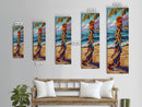 Beach, Rope, Colorful, Tropical, Framed Canvas Print, Nautical Wall Art, Coastal Boho Decor, Beach House Accent, Bright Living Room Art