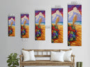 Ocean, Sand, Florals, Bold, Framed Canvas Print vibrant beach floral wall art coastal boho painting living room decor tropical gift idea