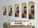 Wagon, Desert, Sunset, Vibes, Framed Canvas Print with rustic colorful wagon, boho western decor, entryway wall art, farmhouse aesthetic
