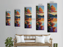 Lake, Pines, Sunset, Art, Framed Canvas Print of forest lakeside at golden hour, tranquil nature art, cozy cabin wall decor, Fall vibes