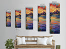 Sunset, Mountain, Reflection, Lake, Framed Canvas Print with vibrant water, dramatic skies, boho living room wall art, nature lover gift