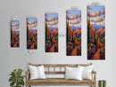 Desert, Mountains, Bold, Colors, Framed Canvas Print with red rock trail, southwest boho decor, hallway art, vibrant mountain landscape