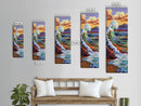 Rainbow, Wave, Sea, Surf, Framed Canvas Print, Bold Ocean Art, Coastal Wall Decor, Surfer Boho Style, Beach House Accent