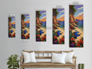 Secluded Beach, Tropical Cliffs, Colorful Coastal Nature Art, Summer Getaway Style, Ocean View Decor, Framed Canvas Print