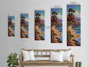 Autumn Lighthouse, Coast, Beach Sunset Landscape Framed Canvas Print, Coastal Wall Decor, Fall Living Room Art, Vibrant Nature Artwork