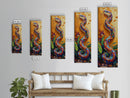 Colorful,Snake, Garden, Bold Mosaic Serpent Framed Canvas Print, Bohemian Wall Art, Unique Nature Decor, Southwestern Living Room