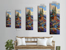 Mountain Cabin, Forest Path, Autumn Escape, Framed Canvas Print, cozy fall cabin wall art, rustic lodge decor, nature inspired artwork