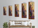 Colorful Fish, Folk Painting, Canvas Print Mexican folk art kitchen decor, ocean wall art, playful seafood theme, rustic coastal kitchen