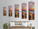 Seaside Sunset, Floral, Ocean Pathway Canvas Print, Vibrant Beach Decor, Coastal Hallway Wall Art, Bold Bohemian Beach Painting