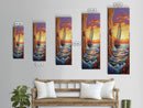 Sailboat Sunset, Cliff, Canvas Print, Vibrant Nautical Wall Art, Boho Coastal Decor, Adventure Beach House Living Room Statement