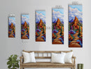 Trail Path, Wildflowers, Mountain View, Nature Escape Scene, Framed Canvas Print, Rustic Boho Wall Art, Cabin Entryway Decor